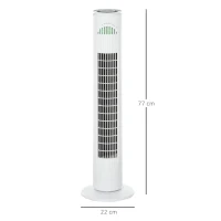 HOMCOM 30'' Freestanding Tower Fan, 3 Speed 3 Mode, 10h Timer, 70 Degree Oscillation, LED Light, 5M Remote Controller, White(m-3)