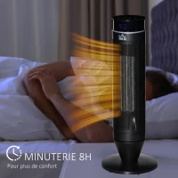HOMCOM Chauffage soufflant oscillant 2000 W - mini radiateur céramique PTC - 3 modes - télécommande incluse - chauffage d'appoint noir(m-7)