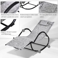 Outsunny Steel Frame Zero Gravity Rocking Lounge Chair w/ Pillow Grey(m-5)