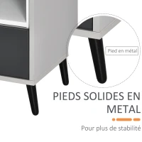 HOMCOM Chevet Table de Nuit Design Contemporain 40L x 40l x 45H cm tiroir + Niche Panneaux Particules Gris Blanc(m-7)