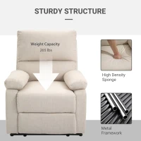 HOMCOM Double-Padded Manual Recliner Armchair w/ Footrest Metal Frame Adjustable Home Seat Bedroom Living Room TV Gaming Beige(m-5)