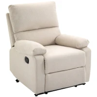 HOMCOM Double-Padded Manual Recliner Armchair w/ Footrest Metal Frame Adjustable Home Seat Bedroom Living Room TV Gaming Beige(m-11)