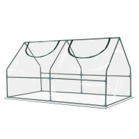 Mini serre de jardin serre à tomates double bâche acier PE PVC vert(m-7)