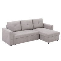 HOMCOM 3 Seater Sofa Bed, Pull Out Sofa Bed with Storage for Living Room, Light Grey