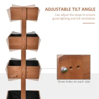 Outsunny Four-Tier Basket Wooden Plant Stand - Orange(m-5)