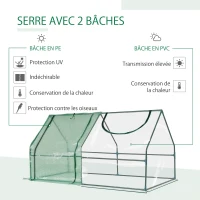 Mini serre de jardin serre à tomates double bâche acier PE PVC vert(m-5)