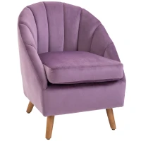 HOMCOM Velvet Armchair, Modern Accent Chair, Upholstered Tub Chair with Solid Wood Legs and Seat Cushion for Living Room, Violet(m-1)