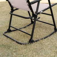 Outsunny Garden Rocking Chair Folding Outdoor Portable Zero Gravity Chair w/ Headrest-Beige(m-7)