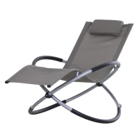 Outsunny Outdoor Orbital Lounger Zero Gravity Patio Chaise Sun Lounger Foldable Rocking Chair with Pillow, Grey(m-11)