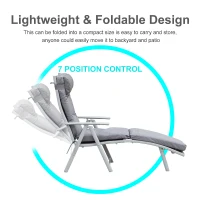 Outsunny Steel Frame Outdoor Garden Padded Sun Lounger w/ Pillow Grey(m-5)