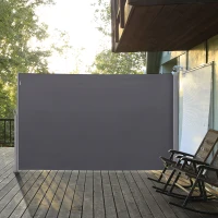 Outsunny Store latéral Brise-Vue paravent rétractable dim. 3L x 1,8H m métal Polyester imperméable Anti-UV Haute densité 180 g/m² Gris(m-2)