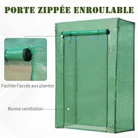 Outsunny Serre de Jardin Serre à tomates dim. 1L x 0,5l x 1,5H m Porte zippée déroulante Acier PE Haute densité 140 g/m² Anti-UV Vert(m-5)