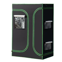 Outsunny Chambre de Culture hydroponique Tente de Culture Grow Box 0,9L x 0,6l x 1,35H m jardinière Incluse Oxford 600D Mylar Noir Vert(m-1)