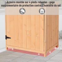 Outsunny Armoire de jardin extérieur abri de jardin en bois abri pour outils 3 étagères 2 Portes loquets Toit Pente bitumé rangement et stockage extérieurs pour terrasse 77 x 54 x 179 cm effet bois naturel(m-5)