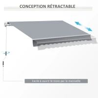 Outsunny Store banne manuel rétractable aluminium polyester imperméabilisé 4L x 2,5l m gris(m-8)