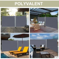 Outsunny Store latéral Brise-Vue paravent rétractable dim. 3L x 1,8H m métal Polyester imperméable Anti-UV Haute densité 180 g/m² Gris(m-7)