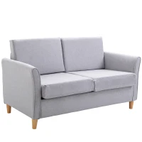 HOMCOM Two-Seater Linen-Look Sofa - Grey(m-11)