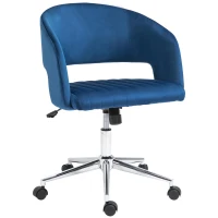 Vinsetto Chaise de bureau design contemporain hauteur réglable pivotant 360° piètement chromé velours bleu(m-1)