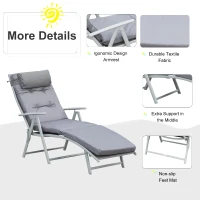 Outsunny Steel Frame Outdoor Garden Padded Sun Lounger w/ Pillow Grey(m-4)