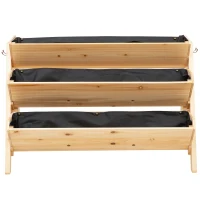 Outsunny 3 Tier Raised Beds for Garden, Wooden Planter Boxes with Clapboard and Hooks, 142L, 120 x 68 x 80cm(m-12)