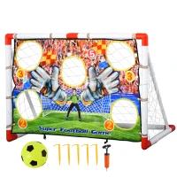 HOMCOM Fußballtore mit Fußball Torwand für Kinder 3-12 Jahre Fußballnetz Garten Kunststoff mehrfarbig 116 x 48 x 76 cm(m-1)