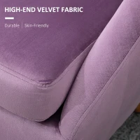 HOMCOM Velvet Armchair, Modern Accent Chair, Upholstered Tub Chair with Solid Wood Legs and Seat Cushion for Living Room, Violet(m-4)