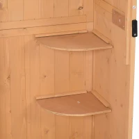 Outsunny Armoire de jardin extérieur abri de jardin en bois abri pour outils 3 étagères 2 Portes loquets Toit Pente bitumé rangement et stockage extérieurs pour terrasse 77 x 54 x 179 cm effet bois naturel(m-7)