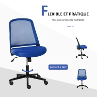 Vinsetto Chaise de bureau ergonomique fonction bascule hauteur réglable pivotant 360° revêtement maille bleu(m-7)