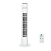 HOMCOM 30'' Freestanding Tower Fan, 3 Speed 3 Mode, 10h Timer, 70 Degree Oscillation, LED Light, 5M Remote Controller, White(m-2)