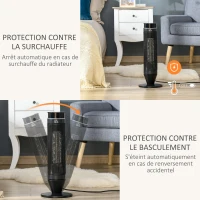 HOMCOM Chauffage soufflant oscillant 2000 W - mini radiateur céramique PTC - 3 modes - télécommande incluse - chauffage d'appoint noir(m-5)