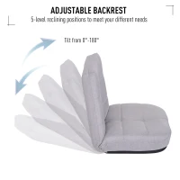 HOMCOM Floor Lazy Sofa Chair 5 - Position Adjustable Recliner 180 Degree Swivel Legless Linen Seater Thick Padding High Density Comfort Reclining Living Room(m-4)