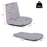 HOMCOM Floor Lazy Sofa Chair 5 - Position Adjustable Recliner 180 Degree Swivel Legless Linen Seater Thick Padding High Density Comfort Reclining Living Room(m-3)