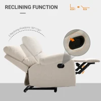 HOMCOM Double-Padded Manual Recliner Armchair w/ Footrest Metal Frame Adjustable Home Seat Bedroom Living Room TV Gaming Beige(m-4)