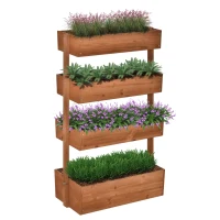 Outsunny Four-Tier Basket Wooden Plant Stand - Orange(m-1)