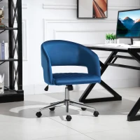 Vinsetto Chaise de bureau design contemporain hauteur réglable pivotant 360° piètement chromé velours bleu(m-2)