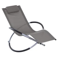 Outsunny Outdoor Orbital Lounger Zero Gravity Patio Chaise Sun Lounger Foldable Rocking Chair with Pillow, Grey(m-1)