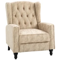 HOMCOM Studded PU Leather Reclining Armchair w/ Retractable Footrest Beige(m-1)