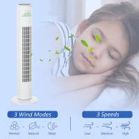 HOMCOM 30'' Freestanding Tower Fan, 3 Speed 3 Mode, 10h Timer, 70 Degree Oscillation, LED Light, 5M Remote Controller, White(m-8)
