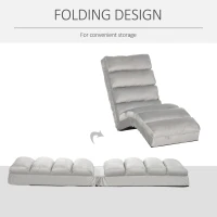 HOMCOM Floor Sofa Bed Folding Adjustable Floor Lounger Sleeper Futon Mattress Seat Chair, Light Grey(m-6)