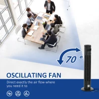 HOMCOM 30'' Freestanding Tower Fan, 3 Speed 3 Mode, 10h Timer, 70 Degree Oscillation, LED Light, 5M Remote Controller, Dark Grey(m-6)