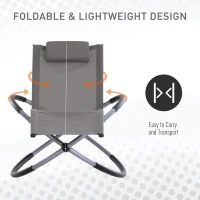 Outsunny Outdoor Orbital Lounger Zero Gravity Patio Chaise Sun Lounger Foldable Rocking Chair with Pillow, Grey(m-6)