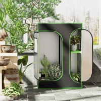 Outsunny Chambre de Culture hydroponique Tente de Culture Grow Box 0,9L x 0,6l x 1,35H m jardinière Incluse Oxford 600D Mylar Noir Vert(m-2)