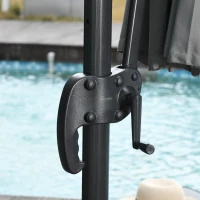 Outsunny Parasol déporté rond inclinable rotatif 360° manivelle piètement acier mât alu. dim. Ø 3 x 2,4H m polyester haute densité gris(m-4)