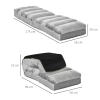 HOMCOM Floor Sofa Bed Folding Adjustable Floor Lounger Sleeper Futon Mattress Seat Chair, Light Grey(m-3)