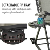 Outsunny Garden Rocking Chair Folding Recliner Outdoor Adjustable Sun Lounger Rocker Zero-Gravity Seat with Headrest Side Holder Patio Deck - Grey(m-6)