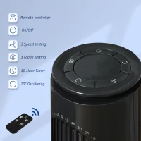 HOMCOM 30'' Freestanding Tower Fan, 3 Speed 3 Mode, 10h Timer, 70 Degree Oscillation, LED Light, 5M Remote Controller, Dark Grey(m-4)