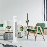 HOMCOM 30'' Freestanding Tower Fan, 3 Speed 3 Mode, 10h Timer, 70 Degree Oscillation, LED Light, 5M Remote Controller, White(m-13)