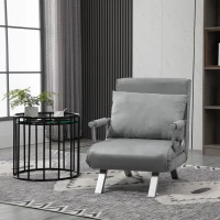 HOMCOM Suedette Adjustable Back Futon Sofa Chair - Grey(m-2)