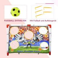 HOMCOM Fußballtore mit Fußball Torwand für Kinder 3-12 Jahre Fußballnetz Garten Kunststoff mehrfarbig 116 x 48 x 76 cm(m-5)