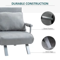 HOMCOM Suedette Adjustable Back Futon Sofa Chair - Grey(m-7)